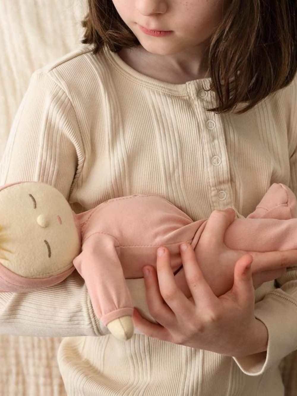 Soft Pink Plush Baby Doll for Nurturing Play